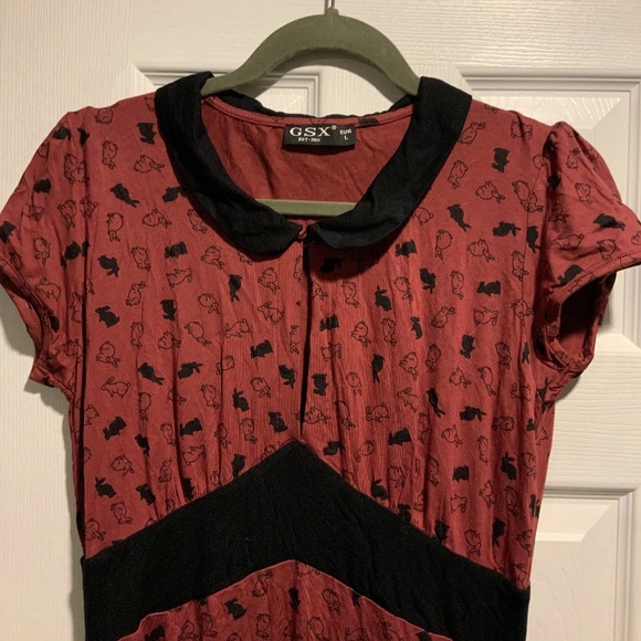 Adorable retro bunny print dress - Picture 2 of 3